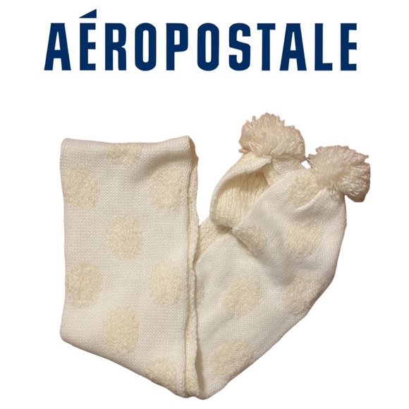 FREE WITTH BUNDLE Aeropostale white Pom scarf NWOT - Picture 1 of 3